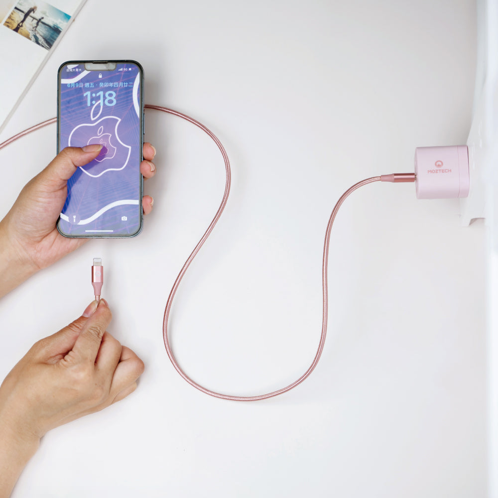 MOZTECH USB-C to Lightning 編織傳輸充電線 蘋果MFi認證